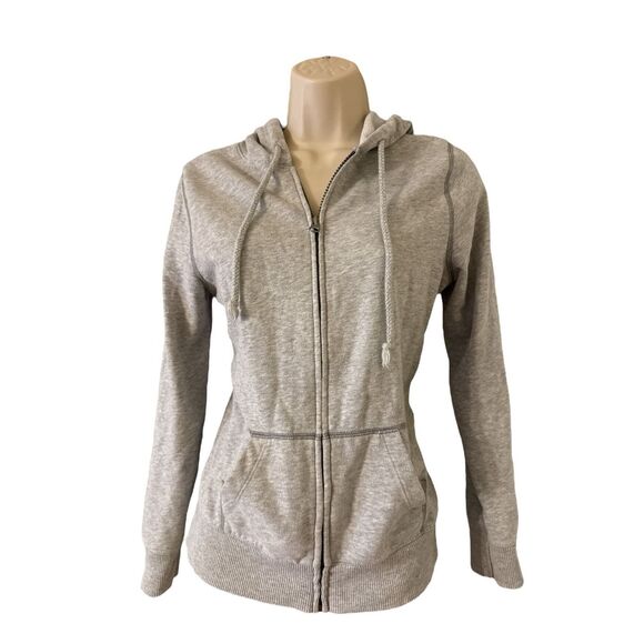 Old Navy Women’s Gray Knit Hoodie Full Zip Drawstring Pockets Size Small - Picture 1 of 6